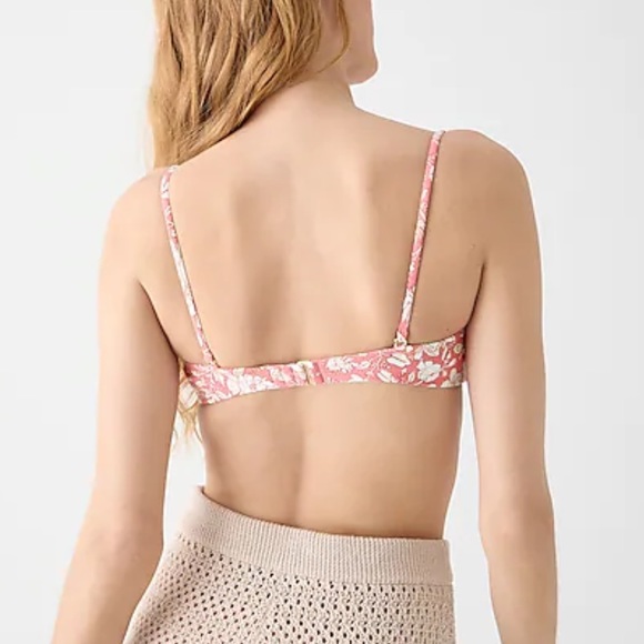 J Crew O-ring bandeau pink bikini top in tossed floral Item BH555 M Medium - Picture 3 of 5